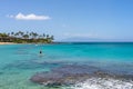 Paddleboarder in Napili Bay Lahaina Maui Hawaii Royalty Free Stock Photo