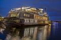 Paddlefish Floating Restaurant Illuminated At Night