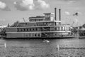 Paddlefish on sunset background. It is an iconic restaurant located aboard a luxurious steamboat at Lake Buena Vista