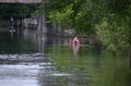 Paddler on Boardman River in Traverse City at The Grand Traverse Bay, Michigan Royalty Free Stock Photo