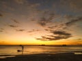 Paddleboarding in Boracay sunset Royalty Free Stock Photo