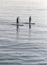 Paddlers at midday in the island of mallorca