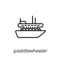 paddlewheeler icon. Trendy modern flat linear vector paddlewheeler icon on white background from thin line Transportation collect