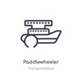 paddlewheeler outline icon. isolated line vector illustration from transportation collection. editable thin stroke paddlewheeler