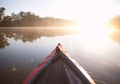 Paddling kayak sunrise light Royalty Free Stock Photo