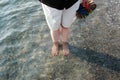 Paddling in the Ligurian sea in autumn Royalty Free Stock Photo