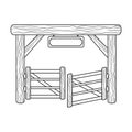 Paddock gate icon in outline style isolated on white background. Rodeo symbol.