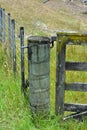Paddock wire fence post with gate Royalty Free Stock Photo