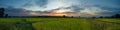 Paddy field Beautiful landscape thailand Rice Fields Sunrise Sunset panorama. Royalty Free Stock Photo