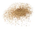 Paddy Rice grain fly in mid air. Yellow Golden Paddy Rice falling scatter, explosion float in shape form line group. White