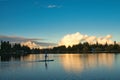 Padeling on a calm November day  Scriber lake Lynwood Washington USA Royalty Free Stock Photo