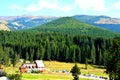 Padina chalet  in nice sunny autumn day. Landscape in Bucegi Massif, in Carpathian Bend Mountains, Transylvania, Romania. Royalty Free Stock Photo