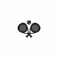 Padle Tennis logo. padle racket and ball logo icon vector on white background