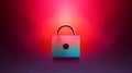 Padlock against abstract pink gradient backdrop symbolizes protection of digital art