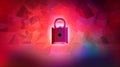 Padlock against abstract pink gradient backdrop symbolizes protection of digital art