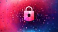 Padlock against abstract pink gradient backdrop symbolizes protection of digital art