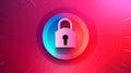 Padlock against abstract pink gradient backdrop symbolizes protection of digital art