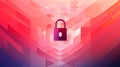 Padlock against abstract pink gradient backdrop symbolizes protection of digital art