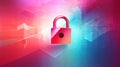 Padlock against abstract pink gradient backdrop symbolizes protection of digital art