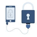 Padlock automation using cell phone Royalty Free Stock Photo