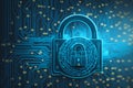 padlock on binary code background, cybersecurity concept Royalty Free Stock Photo