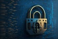 padlock on binary code background, cybersecurity concept Royalty Free Stock Photo