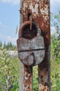 Padlock on an broken gate Royalty Free Stock Photo