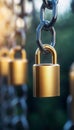 Padlock And Chain Symbolizing Unbreakable Cybersecurity, Data Protection And Privacy