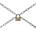 Padlock and chains on a white background