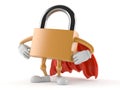 Padlock character with hero cape