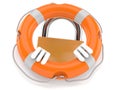 Padlock character inside life buoy