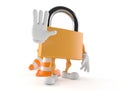 Padlock character with traffic cone