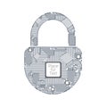 Padlock circuit on white