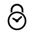 Padlock with clock icon. Vector illustration icon concept of closed clock padlock. Time lock logo icon design