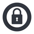 Padlock close icon flat vector round button clean black and white design concept isolated illustration Royalty Free Stock Photo
