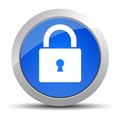 Padlock close icon blue round button illustration Royalty Free Stock Photo