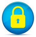 Padlock close icon modern flat cyan blue round button