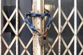 Padlock on closed metal gate Royalty Free Stock Photo