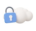 padlock cloud 3d illustration. Minimal 3d render illustration isolated on white background