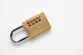 Padlock with code 1234 on white background. Security, privacy, password and social media concept Royalty Free Stock Photo
