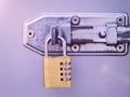 Padlock combination lock on the door. Royalty Free Stock Photo
