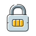 Padlock combination lock securing digital data information Royalty Free Stock Photo