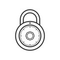 Padlock with Combination Outline Flat Icon