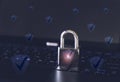 Padlock on a computer keyboard - cybersecurity concept Royalty Free Stock Photo