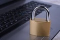 Padlock on computer keyboard. Internet data privacy information security concept Royalty Free Stock Photo