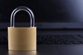Padlock on computer keyboard. Internet data privacy information security concept Royalty Free Stock Photo