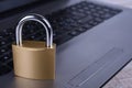 Padlock on computer keyboard. Internet data privacy information security concept Royalty Free Stock Photo