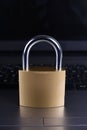 Padlock on computer keyboard. Internet data privacy information security concept Royalty Free Stock Photo