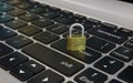 Padlock 3d icon on laptop keyboard Royalty Free Stock Photo