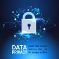 Padlock data protection privacy concept. GDPR. Cyber security network background. shielding personal information Royalty Free Stock Photo